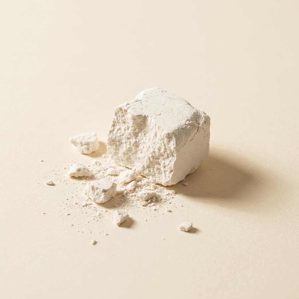Chalky white magnesium powder on warm paper