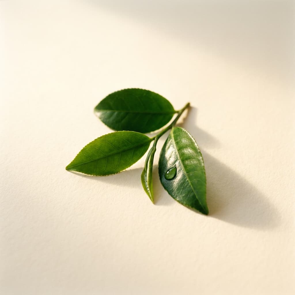 Fresh green tea leaves, the source of L-theanine